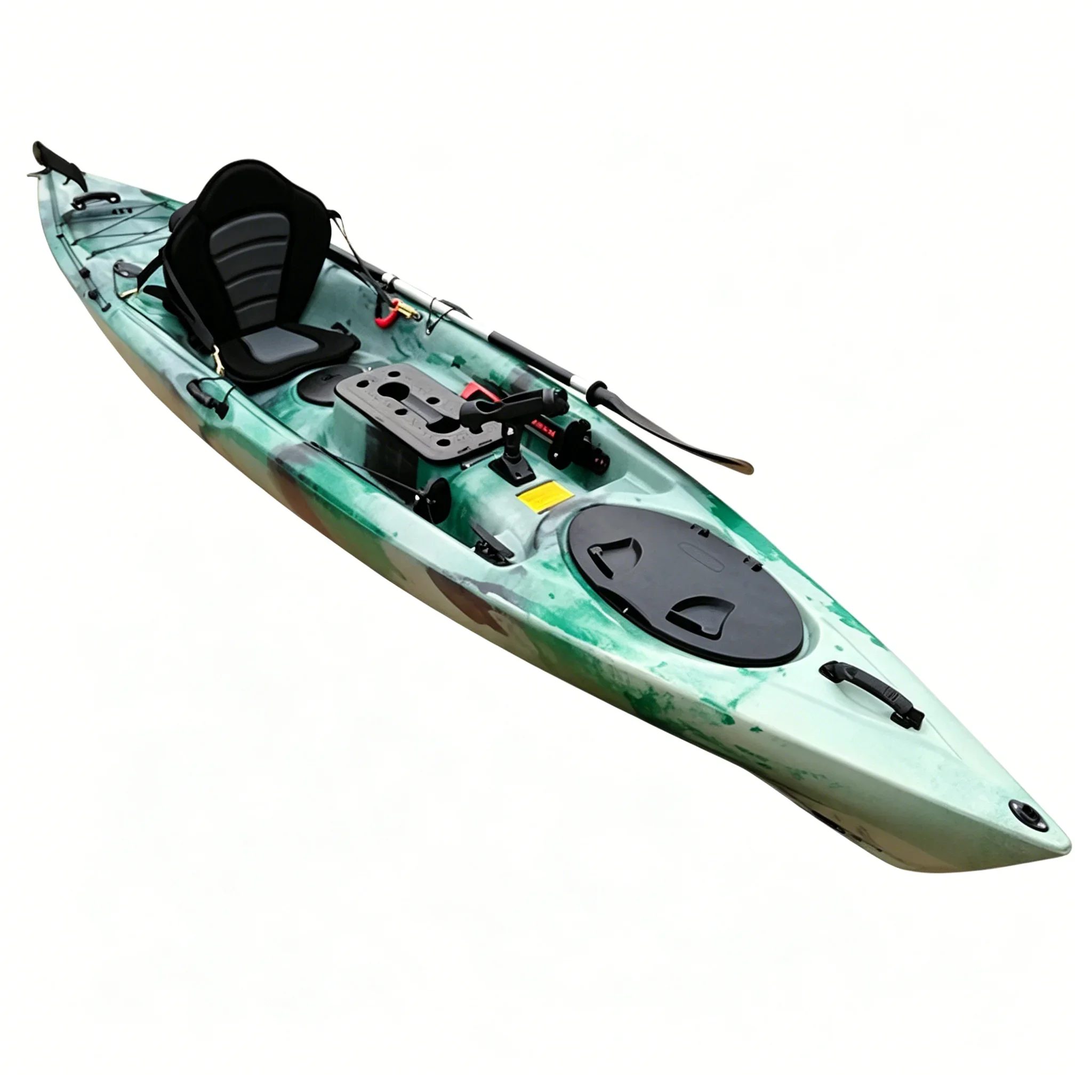 Fishing Kayak Rod Holder - เรือคายัคตกปลาแบบใช้เท้าเหยียบ ทำจากโพลีเอทิลีน สำหรับผู้ใช้คนเดียว ทนทาน พร้อมที่วางคันเบ็ดและช่องเก็บของ สำหรับทะเลและทะเลสาบ